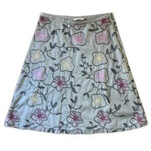 🇬🇧 WHITE STUFF beige skirt with green, pink, maroon and yellow embroidery UK 10